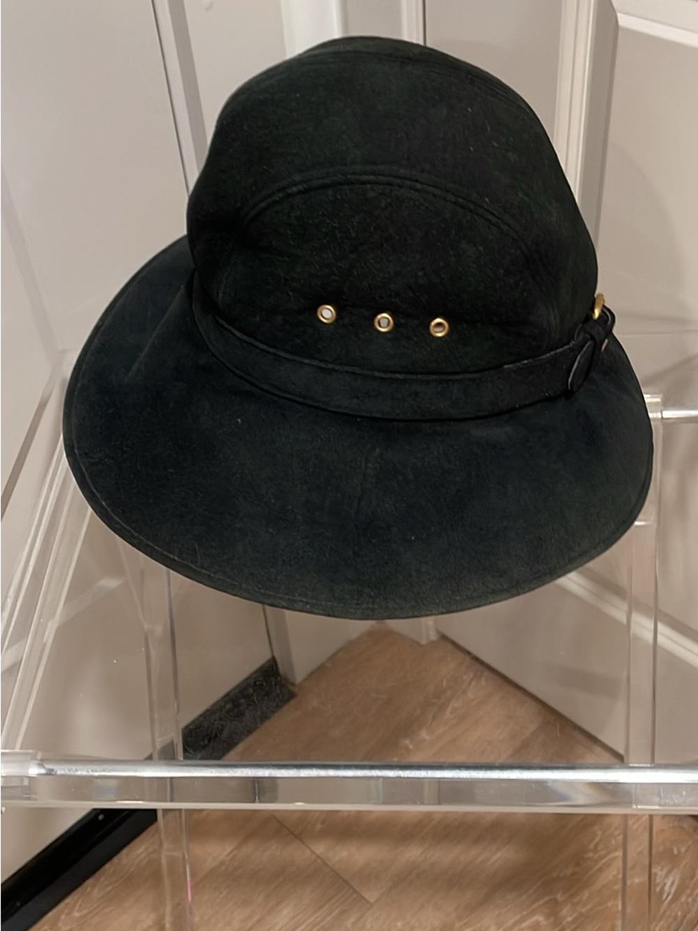 Eric Javits Black Suede Floppy Brim Hat - Picture 2 of 7